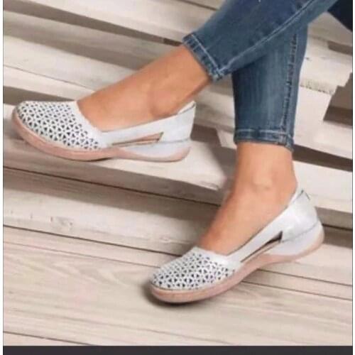 2021 moda kadın düz ayakkabı kadın yaz ayakkabı içi boş ve nefes kadın ayakkabı pompaları düz renk vulkanize ayakkabı