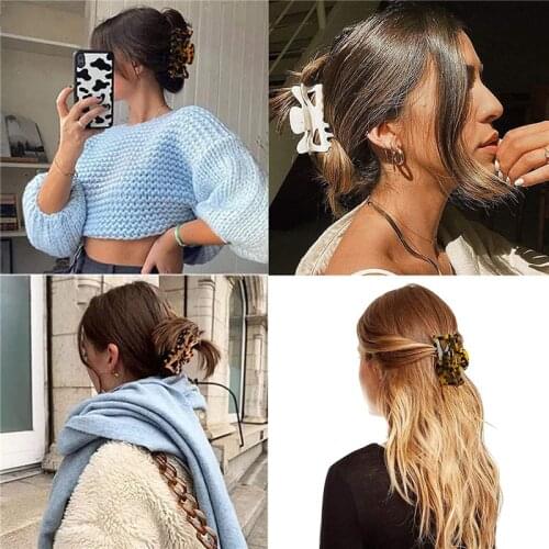 2021 Retro Fashion Hair Clips Claw Decorative Hair Clip Leopard Acetate Plate Grab Clip For Women Girls Resin Hairpins Hair