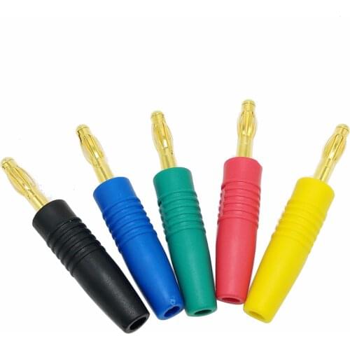 4mm Banana Plug Connector 5 Color Copper Gold Plated For Power Supplier Multimeter Test Equipment 10pcs/lot