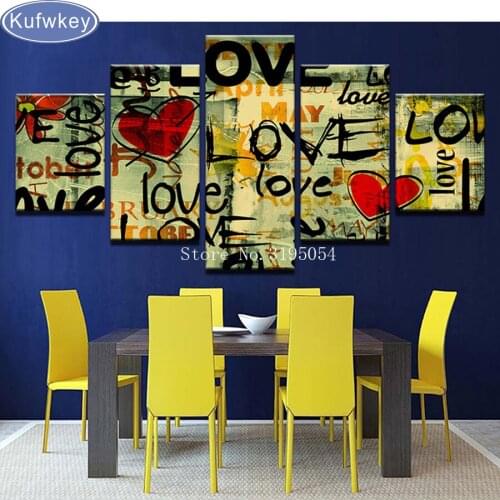 5d diy Diamond Painting Retro Abstract Love,DIY 3D Diamond Embroidery,Cross Stitch,Diamond Mosaic,stickers,home Decoration 5pcs