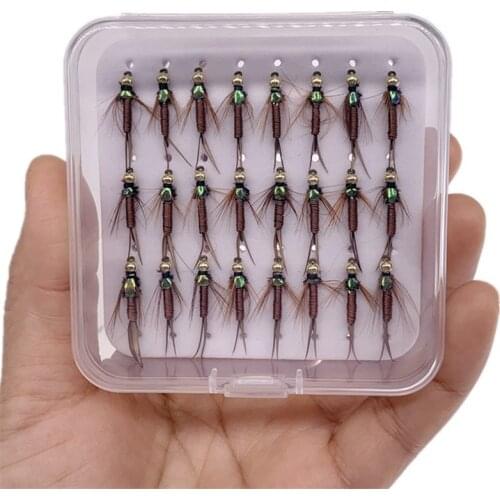 6/12/24Pcs Fly Brass Head Copper Nymph Stone Fly Fishing Trout Bait #10