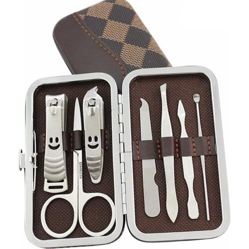 7 Pcs/Set Professional Nail Clippers Cuticle Nipper Pedicure Manicure Cleaner Nail Cutter Kit Case Beauty Tool Home Essential