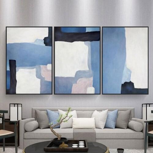 AAHH Canvas Painting Wall Pictures Blue Abstract Painting Canvas Art Picture for Living Room Wall Art HD Posters Room Decor