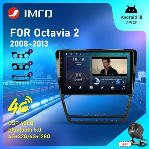 JMCQ Android 10 2 Din For Skoda Octavia 2 2008 2009-2013 Car Stereo Radio Multimedia Video Player Navigation GPS 4G+WIFI DVD RDS
