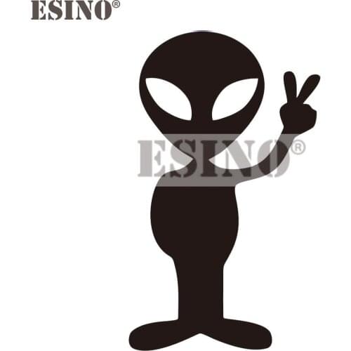 Car Styling Funny Alien Peace Sign We Come in Peace Decorative Decal Cartoon PVC 3D Carving Car Body Sticker Pattern Vinyl