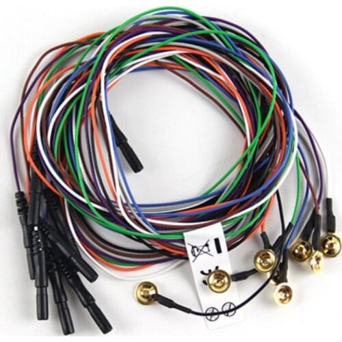 Din 1.5mm Electroencephalo-graph Brain EEG Cable 10 Wires Set Gold-plated Copper Cup Electrodes