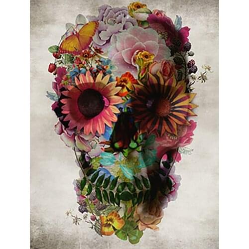 JMINE Div 5D Skull Flower artist Full Diamond Painting cross stitch kits art High Quality Scenic 3D paint by diamonds