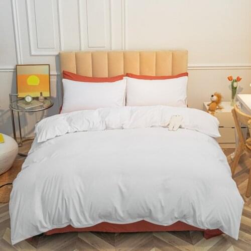 Nordic Duvet Covers Brushed Solid Color Simple 4Pcs Linens Set Quilt Cover Sets White Green Blue Quilt Cover Modern Bedding Sets