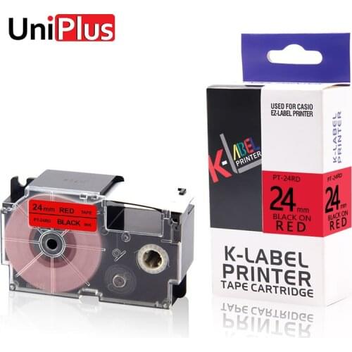 UniPlus Red Labelmaker XR-24RD for Casio King Jim Typewriter Label Printer 24mm*8m Black on Red Labeling Tapes Ribbon Cassette