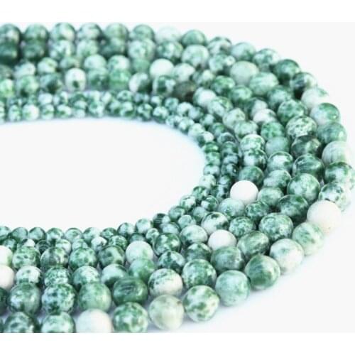 Natural green speck Stone Beads round gree Gem BloodStone Round Loose Beads 4 6 8 10 12 MM Diy Beads For Jewelry Making
