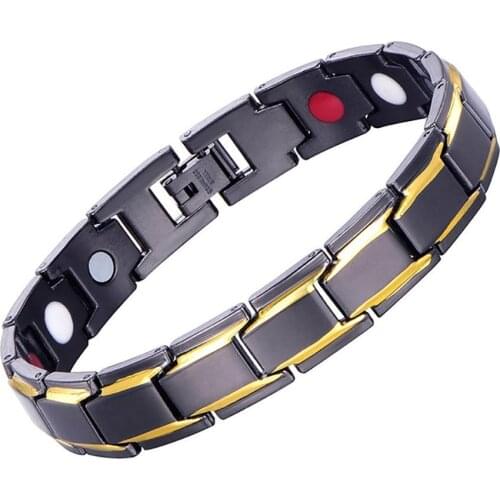 European And American MenS Magnetic Bracelet Magnetic Massage Relax Hematite Titanium Steel Bracelet Detachable