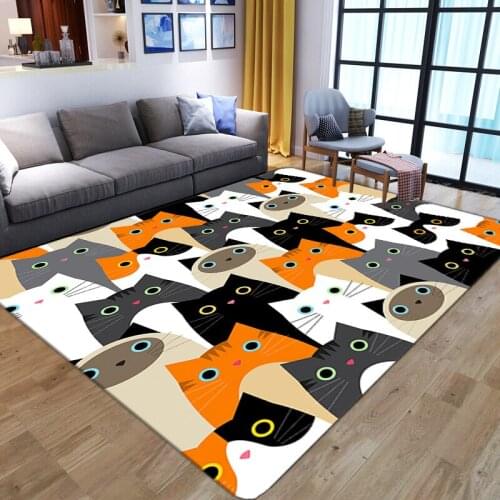 Washable Non-slip Kitchen Floor Mat Bathroom Entrance Door Mat Abstract colorful cat carpet Bedroom Living Room Bedside Area Rug