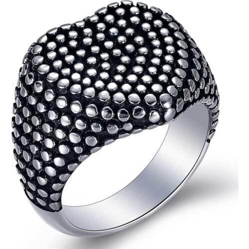 Modyle Fashion Male Jewelry Biker Ring Punk Vintage Black Silver Color 316L Stainless Steel Heart Rings For Men