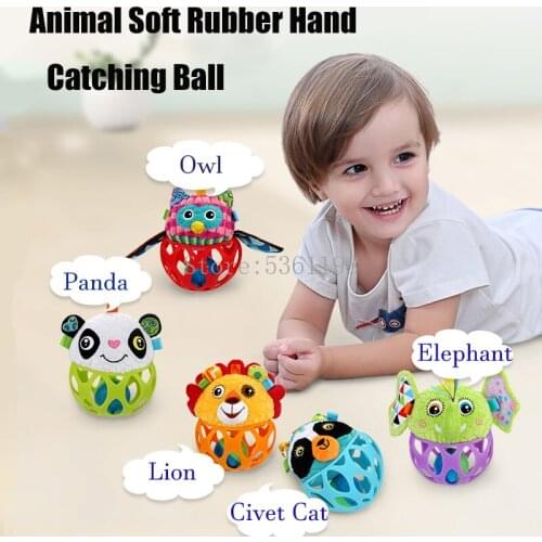 Animal Grasping Ball Baby Tactile Perception Training Silicone Ball With Sound Baby Rattle Body Building Ball Educational Toys