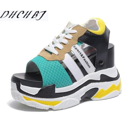 New 2020 Summer Platform Sandals Women Wedges Thick Bottom Casual Woman Shoes 11CM High Heels Comfortable Red Sandals Sneakers