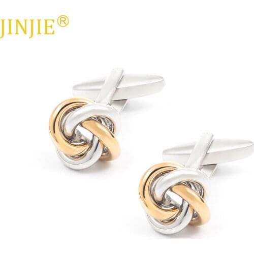 New French shirt cufflinks custom fashion gold and Fashion two-color twist winding metal cufflinks wholesale spherical cufflinks