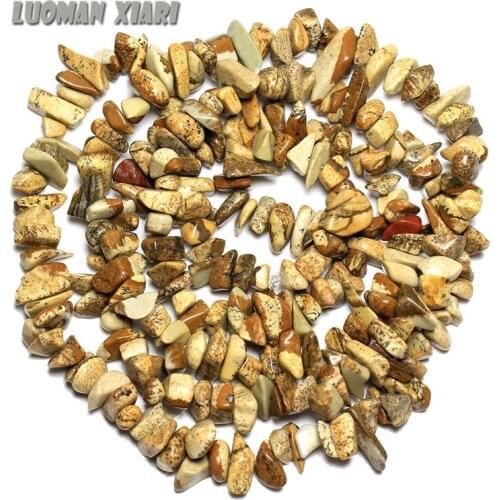 Wholesale 5-8 mm Chips Irregular Shape Brown Picture Natural Stone Beads For Jewelry Making DIY Bracelet Necklace Strand 34