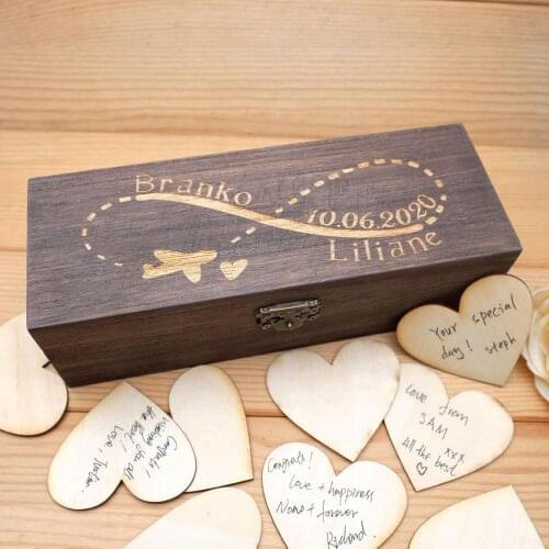 Personalized Wedding Guestbook Drop Heart Box Alternative Gift Keepsake Box Engraved Wood Sign Guest Book Wedding Guestbook Box