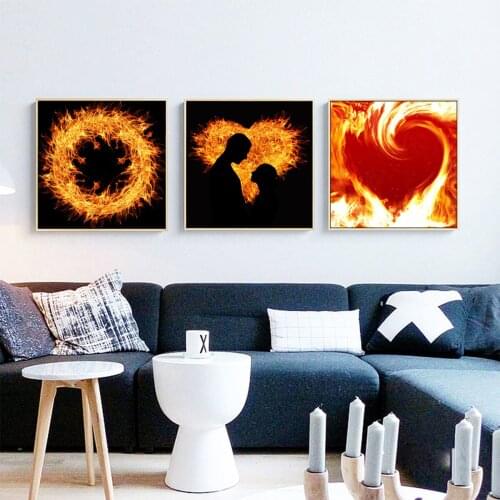Flame Art Oil Painting Hanging Picture Poster Canvas Print Painting Wall Art Living Room Home Decoration