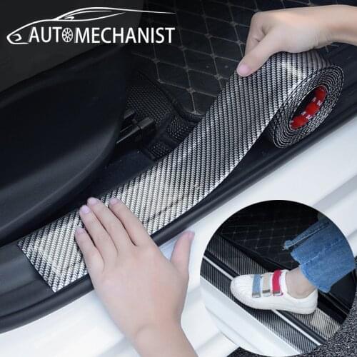 Carbon Fiber Door Sill Protector For Car Anti Scratch Sticker Threshold Protection Stickers Bumper Rubber Strip Car Accessories
