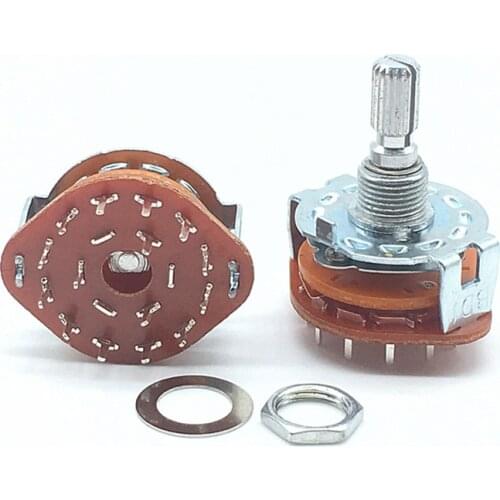 RS25 Shaft Panel Mount 3P4T Band Rotary Switch Selector 3 Pole 4 Position 20MM Plum Shaft