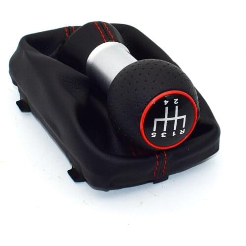 5 Speed 12mm Car Gear Shift Knob Lever Stick Handle Gaiter Boot Cover Case Red Stitch For Audi A3 S3 2001 2002 2003