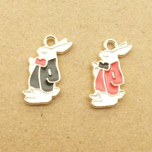 10pcs 11x17mm enamel rabbit charm for jewelry making earring pendant necklace and bracelet charm