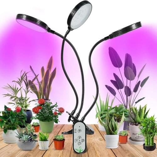LED 3 Heads Grow Light for Indoor Plants, Gooseneck Growing lamp for Seedling Blooming, 3 Color Modes 5 Dimmable Levels
