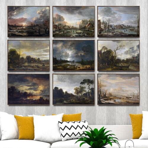 Home Decoration Art Wall Pictures Fro Living Room Poster Print Canvas Paintings Netherlandish Aert Van Der Neer Landscape