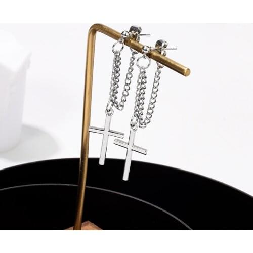 Vintage Geometric Cross Hanging Dangle Earrings for Women Fashion Statement Lady Long Drop Earrigns Trendy Modern 2020 Jewelry