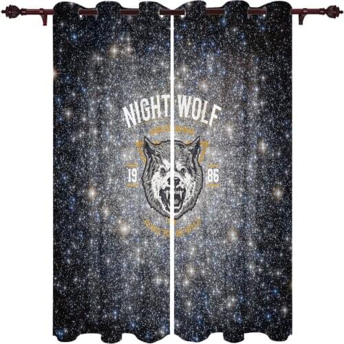 Universe Starry Sky Wolf Living Room Kitchen Bathroom Curtains For Childrens Bedroom Window Decoration Hanging Cloth Curtains
