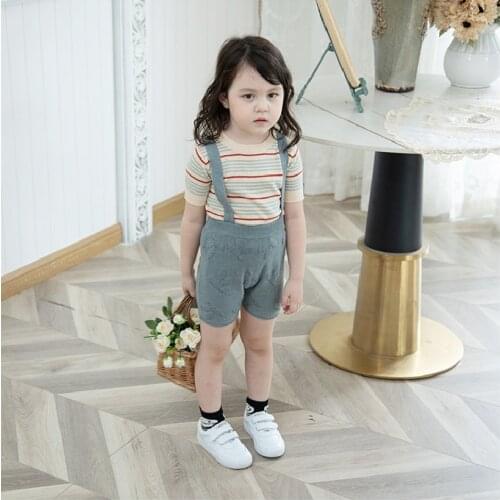 Knitted Baby Overalls Pants Hollow Out Children Romper Clothes Suspender Kids Sweater Stripe And Sling Jumpsuit For Boys Girls