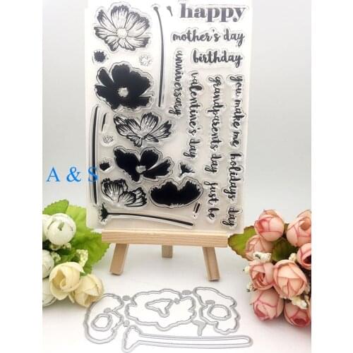 Z52 Dandelion Flower Leaf Metal Cutting Dies Transparent Clear Stamp for Scrapbooking DIY Embossing Folder Template Crafts