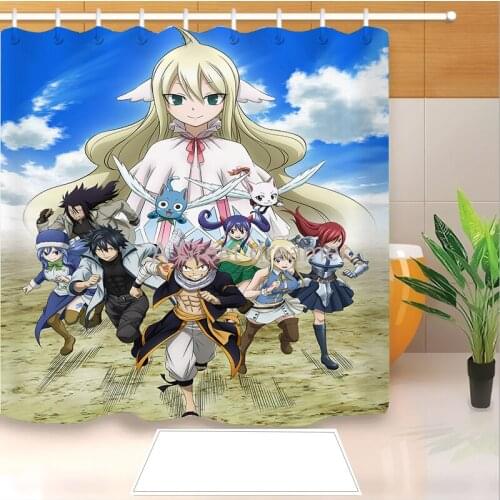 3D Print Fairy Tail Anime Shower Curtain Bathroom Curtain Waterproof Polyester Fabric Hook Customized Bath Curtain Kids Gift