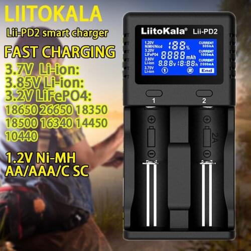 Liitokala Lii-PD2 PD4 S8 18650 charger 3.7V Li-ion NiMH 1.2V battery21700 18350 18500 AAA LiFePO43.2V 3.85V cargador 26650