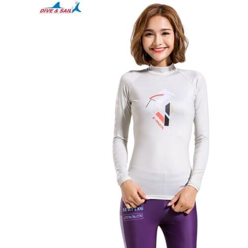 Womens Long-Sleeve UPF 50+ Rashguard Tight Fit UPF+ Sun Protection Swimwear for surfing, kitesurfing diving, Snorkeling