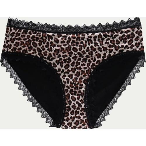 3PACK Leopard Printing Women Menstrual Panties Physiological Undies Four Layer Leakproof High Waist Mesh Menstrual Underwear