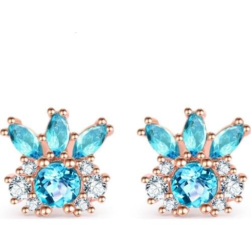 Fashion Blue White Zircon Earrings Rose Gold Silver Jewelry Pineapple Shape Creative Ladies 925 Silver Earrings Designer Jewelry