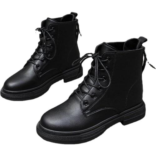 Vogue High Tops Shoes Women Boots Platform Round Toe Motorcyle Boots Black Lace Up Riding Equestrian