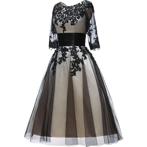 Women new elegant lace dress mesh round neck Adjustable straps mini banquet dress sexy evening party dress black Robe De Soiree