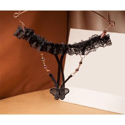 Women sexy lingerie hot erotic underwear for women sexy panties open crotch g-string with lace waistband and butterfly front