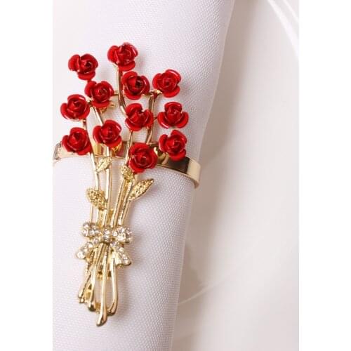 10pcs Valentines Day Series Rose Flower Napkin Button Napkin Ring Napkin Ring