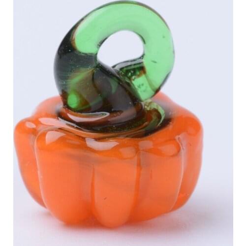 200pcs Halloween Pumpkin Handmade Lampwork Pendants Small Charms for Necklace Bracelet Jewelry Making Decoration Accessories