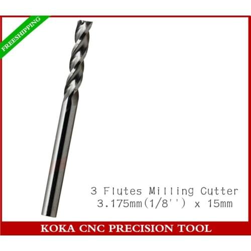 3.175mm(1/8'')*15mm-10PCS,Free shipping,Tungsten steel solid carbide end mill,3 flute Woodworking milling cutter,MDF,PVC,acrylic