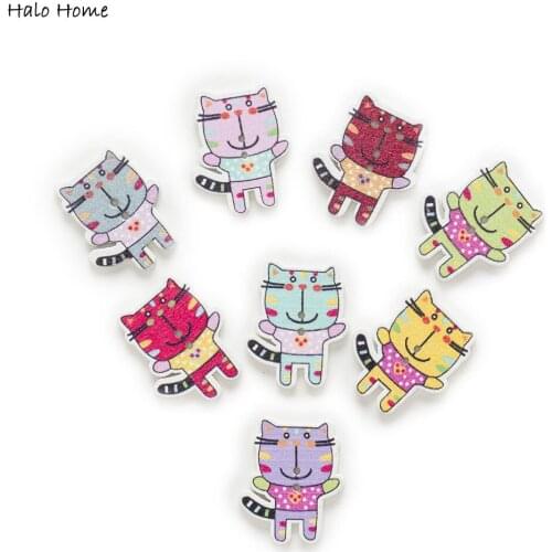 30pcs Tiger Cartoon Wood Buttons Sewing Scrapbooking Gift Clothing Handwork Home Decor Wooden DIY 27x21mm