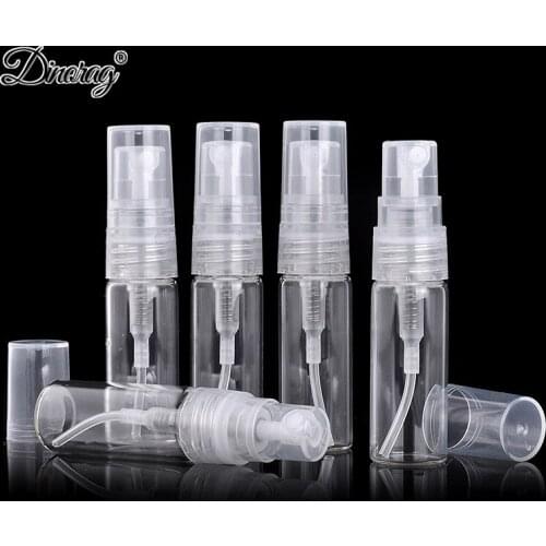 50 Pcs/Lot 2ml 3ml 5ml 10ml Transparent Glass Mini Spray Perfume Bottle Refillable Perfume Sample Empty Vials Non-toxic Dropship