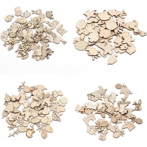 50pcs Mixed Animal Styling Wood Home Decoration Accessories Wooden DIY Craft Children Creative Scrapbooking Sewing madera