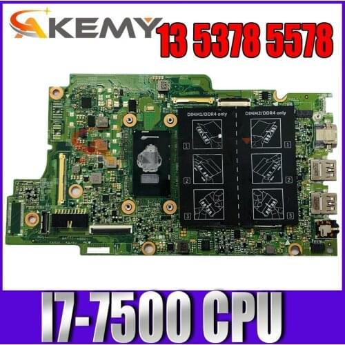 Akemy For Dell Inspiron 13 5378 5578 Laptop Motherboard CN-0P380W 0P380W P380W With SR2ZV I7-7500U CPU DDR4