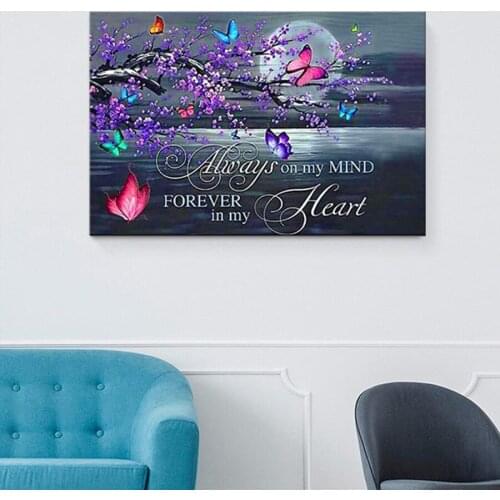 Diamond Painting Butterfly Plum Blossom Love,Moon text Diamond Paint,Diamond Painting Full Square Round Diamond Embroidery