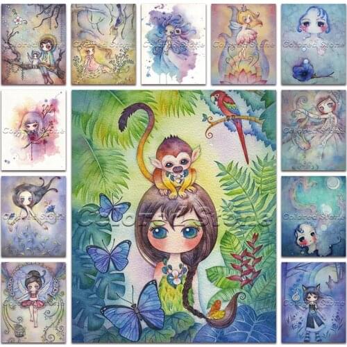 New Diamond painting Cartoon cute girl flower fairy child 5D DIY Full Square Drill embroidery Cross stitch 3D mosaic Drawing 106